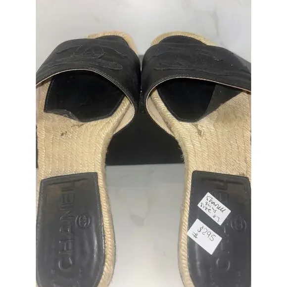 Chanel Espadrille Slides - Size 37